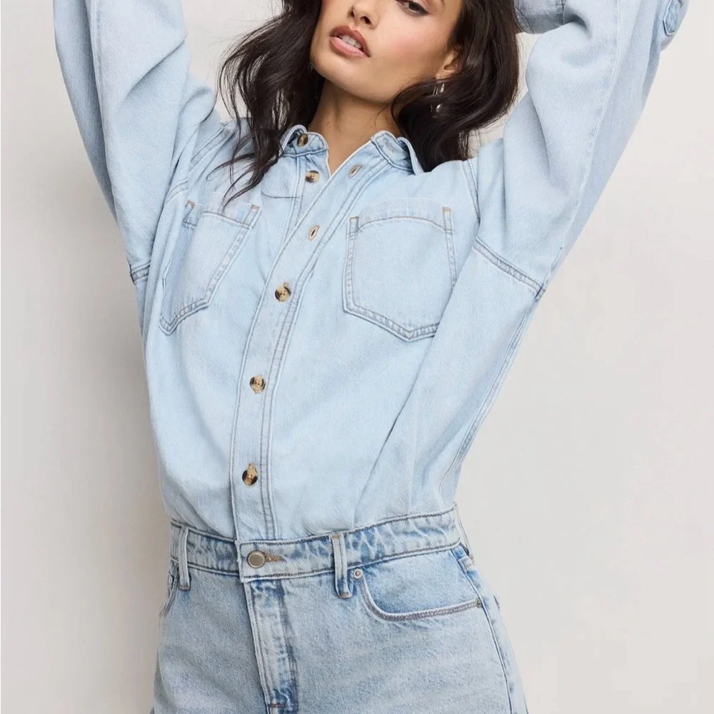 Good American Light Blue Denim Mini Skirt - Picture 3 of 4